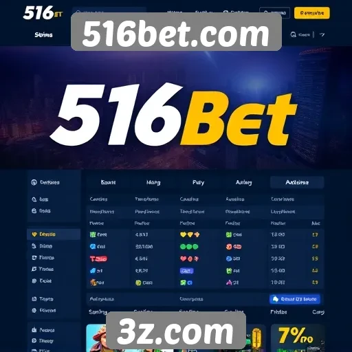 Interface do usuário no site 516bet.com